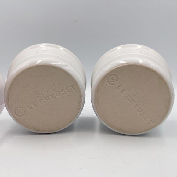 Vintage 2005 LE CREUSET Stoneware Ramekins 4 oz (150ml) White Set Of 2 - Picture 4 of 7